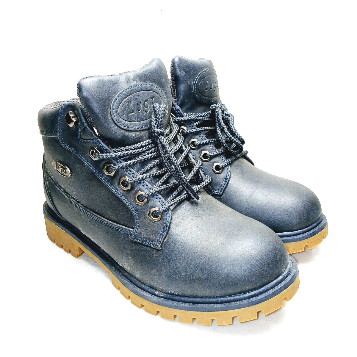 LUGZ womens Mid Mantle lace up low block boots shoe size 7 M Navy