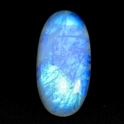 81 Ct 5X23X48 mm Natural Blue Fire Rainbow Moonstone Oval Cabochon Gemstones