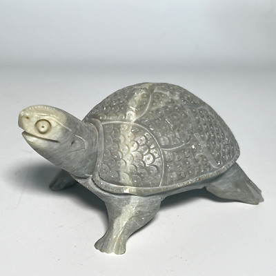 Turtle Hand Carved Natural Heavy SOAP Stone Nicely Done 4 ''