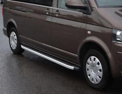 Alu Side Steps Bars Running Boards To Fit SWB Volkswagen T6 Transporter (2016