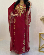 Islamic Dubai Moroccan Georgette Stylish Kaftan Farasha Gown Hand Work Dress