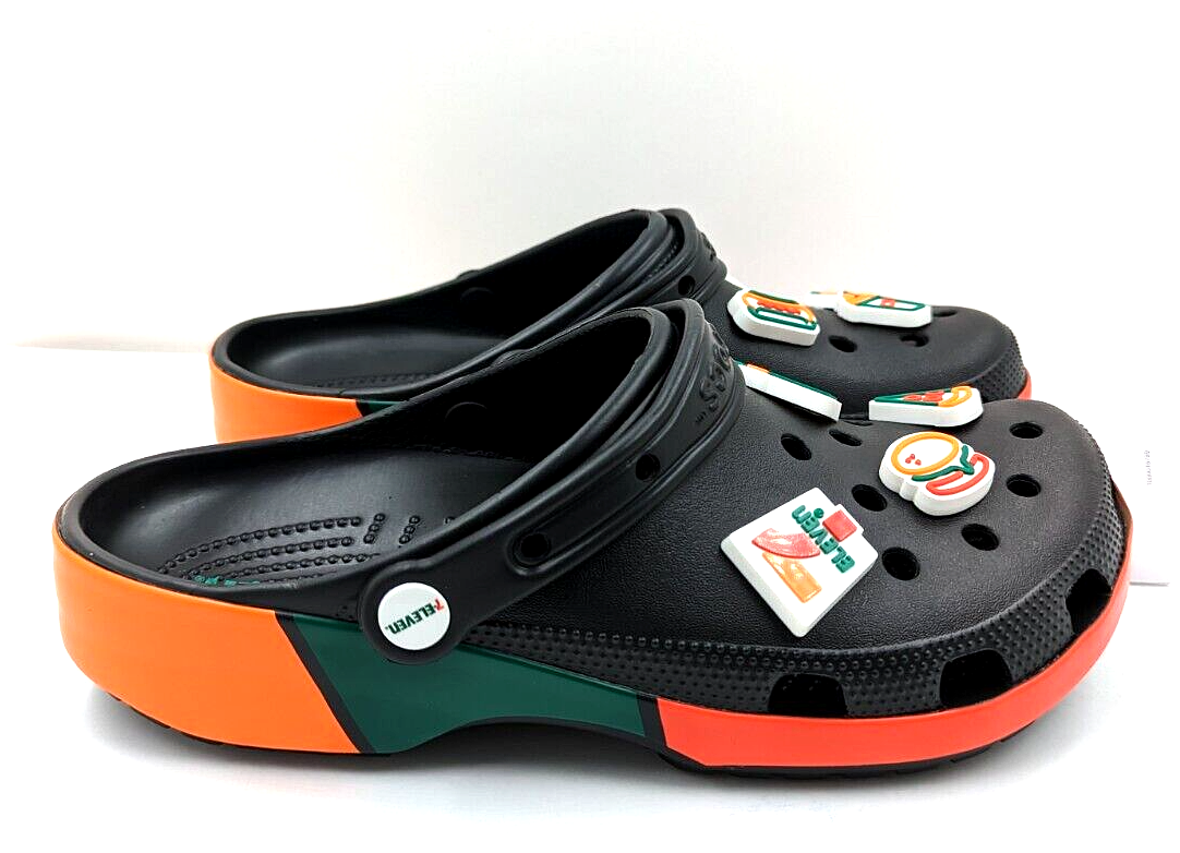 Crocs 7-Eleven X Classic Clog Black Unisex Slip On Sandals 208272