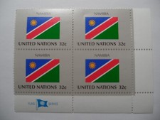 STAMPMART : UNITED NATIONS FLAG NAMIBIA BLOCK OF FOUR ( B/4 ) MNH STAMPS