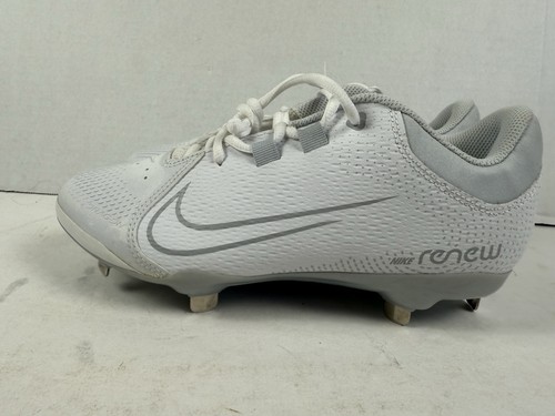 New NIKE Softball Cleats Women 8.5 HYPERDIAMOND 4 METAL CZ5920-100 WHITE/SILVER - Picture 2 of 13