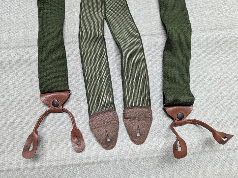 SUSPENDEDORES de lona elástica vintage SPORTSMAN verde CAZA tirantes Foto 2 de 4