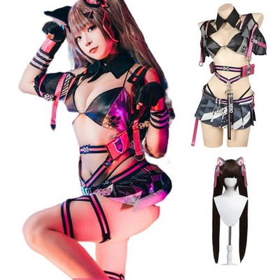 [Cossa] Victory Goddess Nikke Nero Cosplay Costume With Wig, Cat Girl Style, Wi_