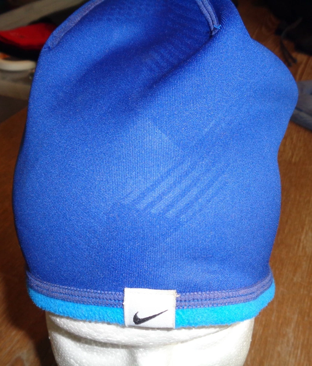 Vintage Nike Golf Hat Beanie Mens Cobalt Blue Fleece Lined Skull Cap