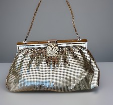 Vintage Whiting  Davis Silver Mesh Evening Bag 2896 Rhinestone Clasp Purse USA