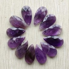 12pcs/Lot Natural Amethyst faceted stone water drop charms diy jewelry pendants