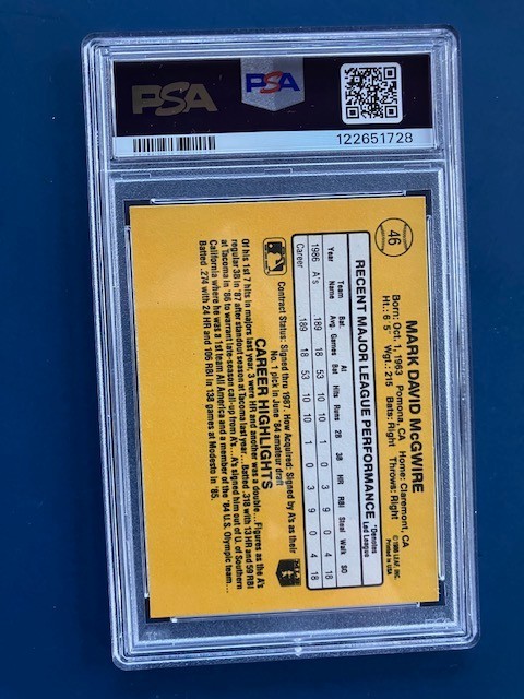 1987 Donruss #46 Mark McGwire PSA 8 view 2