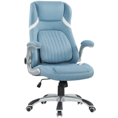 Bürostuhl Leinenoptik blau 68x76x109-117cm hohe Rückenlehne PU Schwamm Stahl max120kg