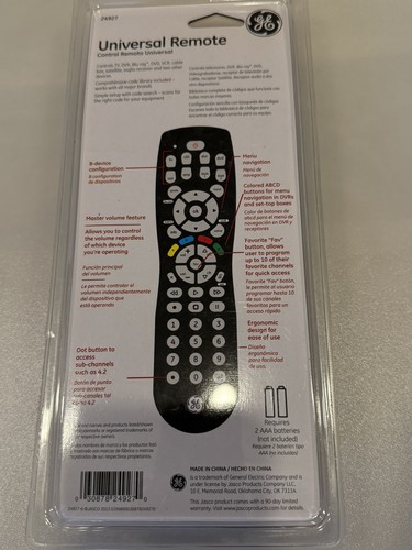 GE General Electric RM24927 Universal Remote Control TV DVD VCR Cable ...