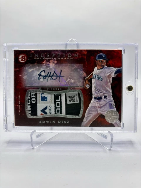 2016 Bowman Inception Edwin Diaz Jumbo Patch Auto Red 1/1 Laundry Tag #IAJP-ED