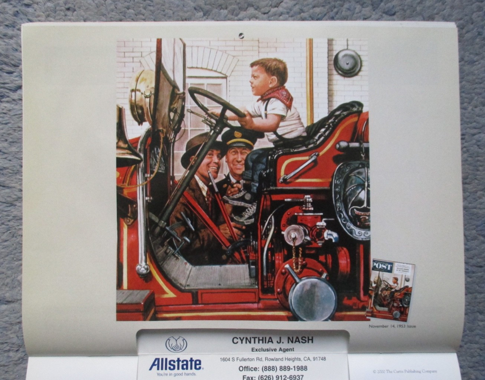 VINTAGE 2001 ALLSTATE INSURANCE COMPANY SATURDAY EVENING POST CALENDAR ...