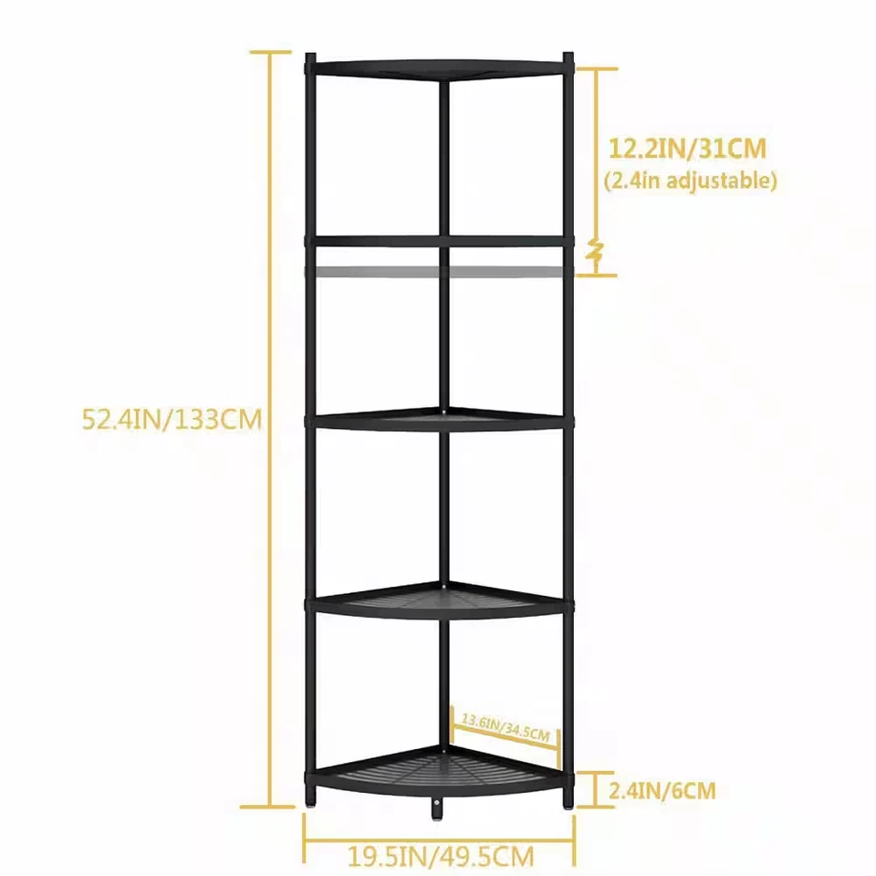 Organizador de estante para olla de esquina de cocina independiente de acero inoxidable negro de 5 niveles para Foto 2 de 4
