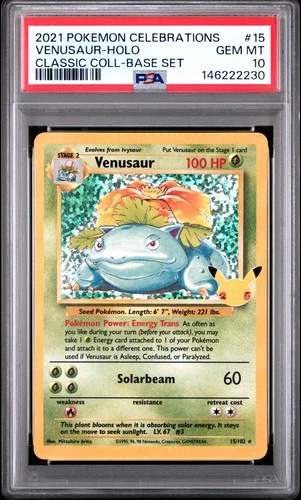 2021 POKEMON CELEBRATIONS CLASSIC COLL #15 VENUSAUR-HOLO PSA 10
