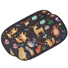 Window Shade-(2 Pack)-XL-25" x 16"-Colorful Cartoon Animal Designs, Cling Car...