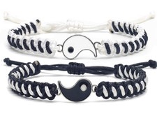 Matching Yin Yang Friendship Bracelets for 2   Adjustable Cord BFF Bracelet - 02