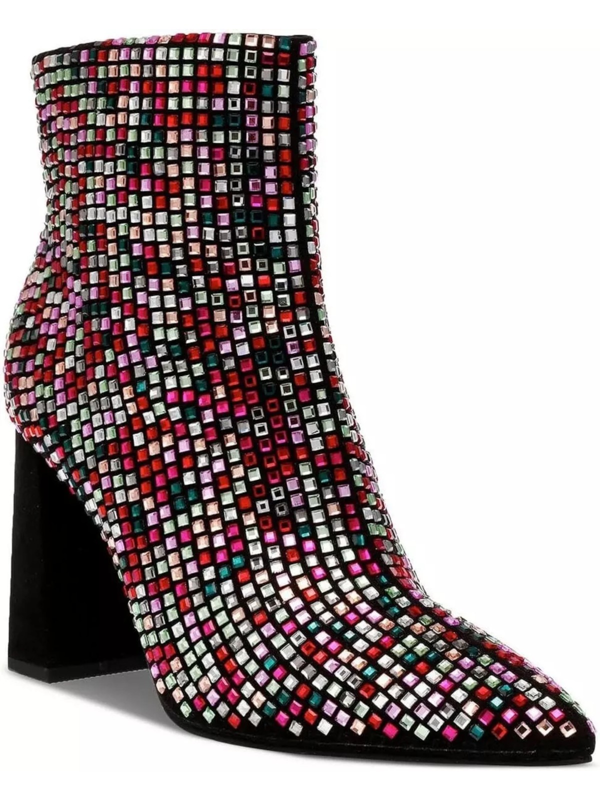 ДИКАЯ ПАРА женских ботильонов с острым носком на блочном каблуке Ingridd, украшенных черными стразами, 9,5