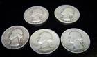 Lot of 5 Silver Washington Quarter Coins 1936, 34, 37, 41, 52