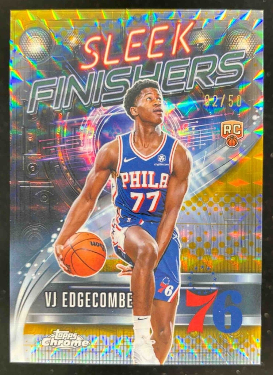 2025 Topps Chrome VJ Edgecombe Sleek Finishers Geometric Gold Refractor /50 RC