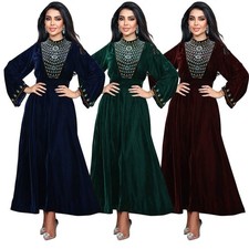 Islamic Fashion Muslim Women Diamond Abaya Long Maxi Dresses Party Kaftan Gown