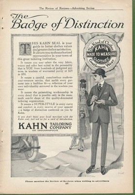Magazine Ad - 1916 - Kahn Tailoring Co., - Indianapolis, IN