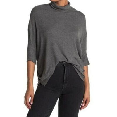 H By Bordeaux Women's Elbow Dolman Sleeve Turtleneck Top In Charcoal XL MSRP $58