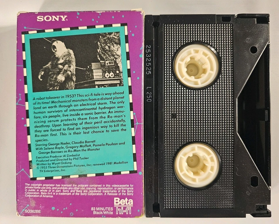 Robot Monster 1953 Sony Beta Tape Betamax 1981 Not VHS Rare Oop Horror - Image 2 of 4