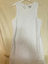 Banana Republic Sleeveless High Crew Neck Floral white lace Size 12 Shift dress