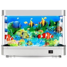 Virtual Ocean Moving Fish Lamp Fake Aquarium Decor Bedroom Office Silver