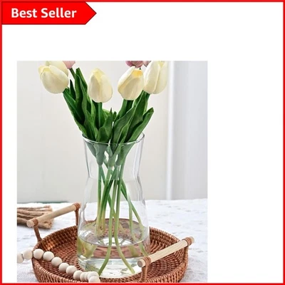 Handcrafted Clear Decorative Vase - Ideal for Table, Shelf & Entryway Styling - Image 1 of 4