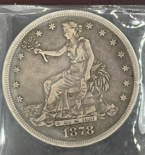 1878 S Trade Silver Dollar $1 - Perfect VF Condition - Rare