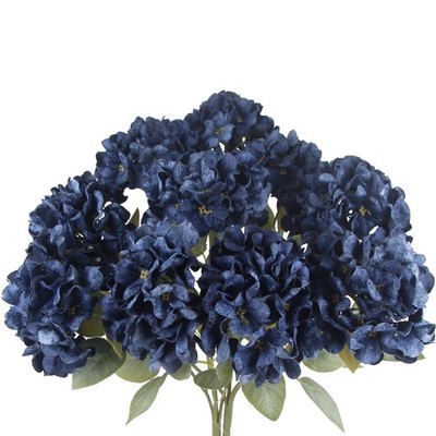 2 Pcs Hydrangea Artificial Flowers Blue Faux Hydrangeas Flower Outdoor Artifi...