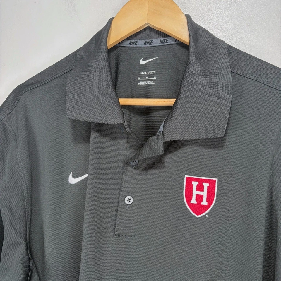 Рубашка поло для гольфа мужская Harvard Crimson Nike Dri Fit XL серая впитывающая влагу - Изображение 2 из 4
