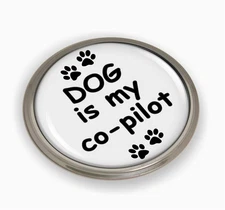BestLicensePlateFrames Dog is My CO-Pilot | 3D Domed CAR Emblem Badge Sticker R