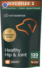 Chews 120 Ct VetriScience GlycoFlex Glucosamine Joint Support Dog Healthy Mussel