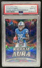2023 Panini Spectra Jahmyr Gibbs Rookie Aura Psychedelic RC #/5 Lions PSA 10