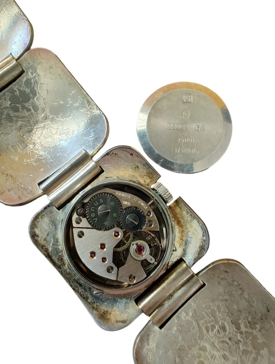 Rare Vintage Venus NOS Watch - 0.800 Silver - FEF 6664 Manual - Art Deco Style View 3