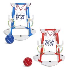 Kids Pool Basketball Hoop Set with 4 Balls Pump Floating Water Game Toy for