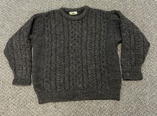 Vintage LL Bean Women  s Fisherman Wool Sweater Ireland Gray Chunky Knit Medium