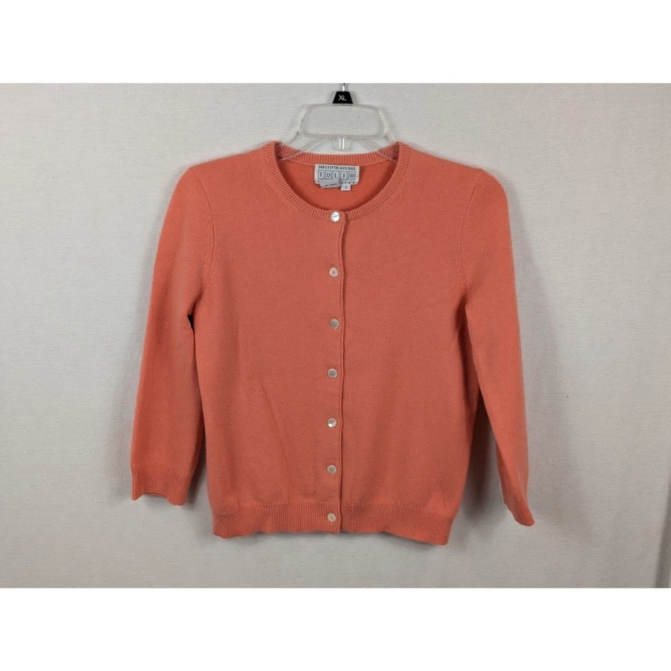 Cárdigan de cachemir vintage Saks Fifth Avenue colección folio coral pequeño para mujer Foto 2 de 4