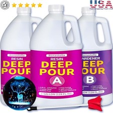 Odorless Deep Pour Epoxy Resin Self-Leveling Crystal Clear Coating 1.5 Gallon