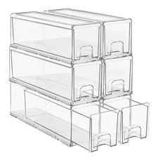 Sorbus Large Clear Stackable Storage Drawers   6-Pack Plastic Organizer Bins