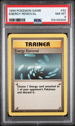 1999 POKEMON BASE SET UNLIMITED #92 ENERGY REMOVAL PSA 8