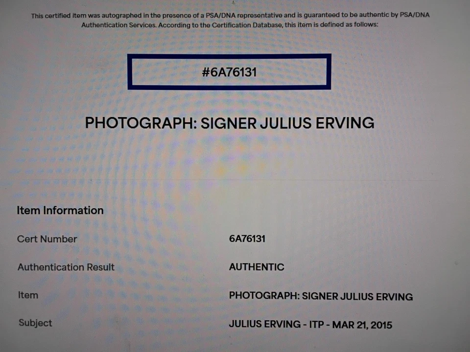 Финал НБА 1977 Julius Dr J Erving PSA 16x20 Sixers 76ers Phillies Eagles Flyers - Изображение 4 из 4