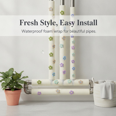 Foam Pipe Wrap Self-Adhesive Pipe Decoration for Exposed Pipes, for Pipe Decor