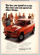 Honda Coupe Budget Hatchback Red Car Promo Vintage 1972 Advertisement