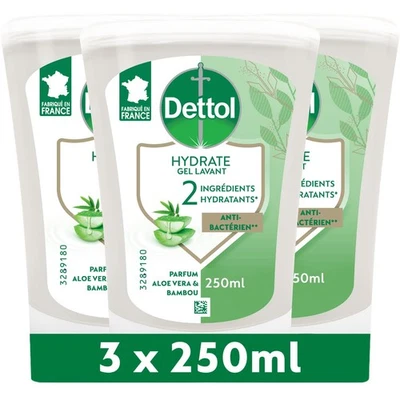 [3025661-3] DETTOL Lot de 3 Flacons de 250 ml Recharge Savon No Touch Aloe Ve... - Photo 1/3