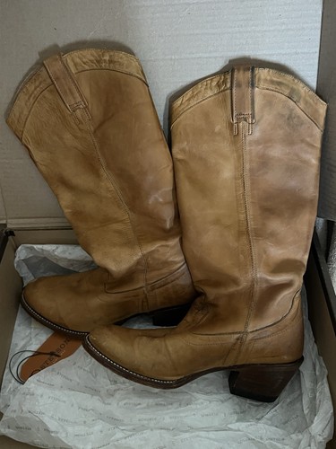Botas altas Stetson Ficcini de cuero marrón tostado talla 8 con etiquetas de caja para mujer y mujer